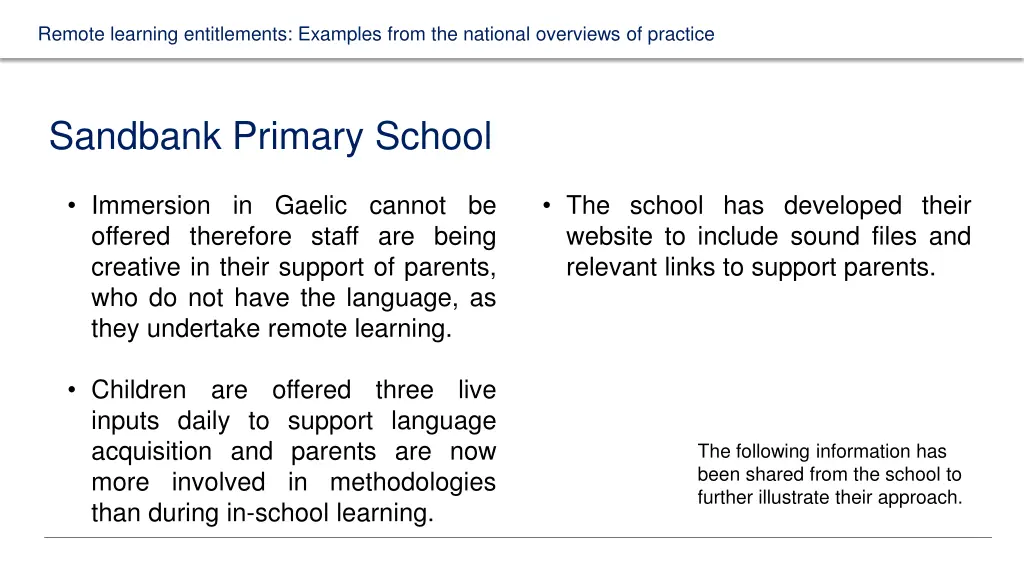 remote learning entitlements examples from 1