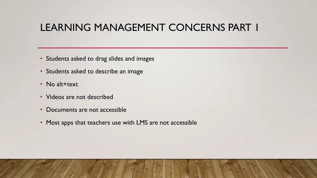 learning management concerns part 1