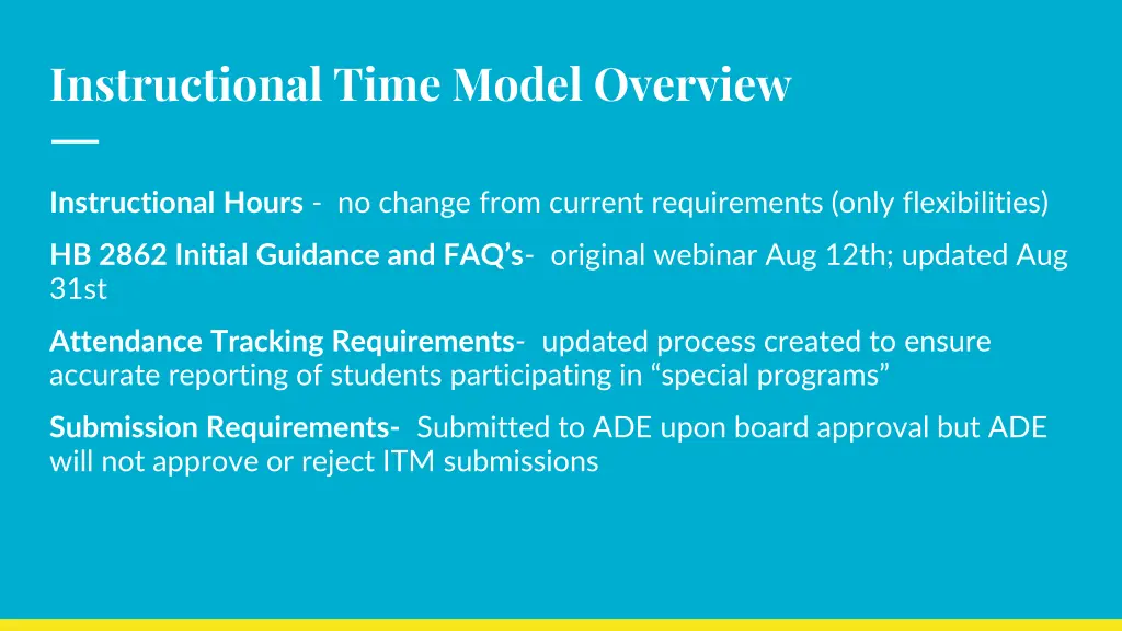 instructional time model overview