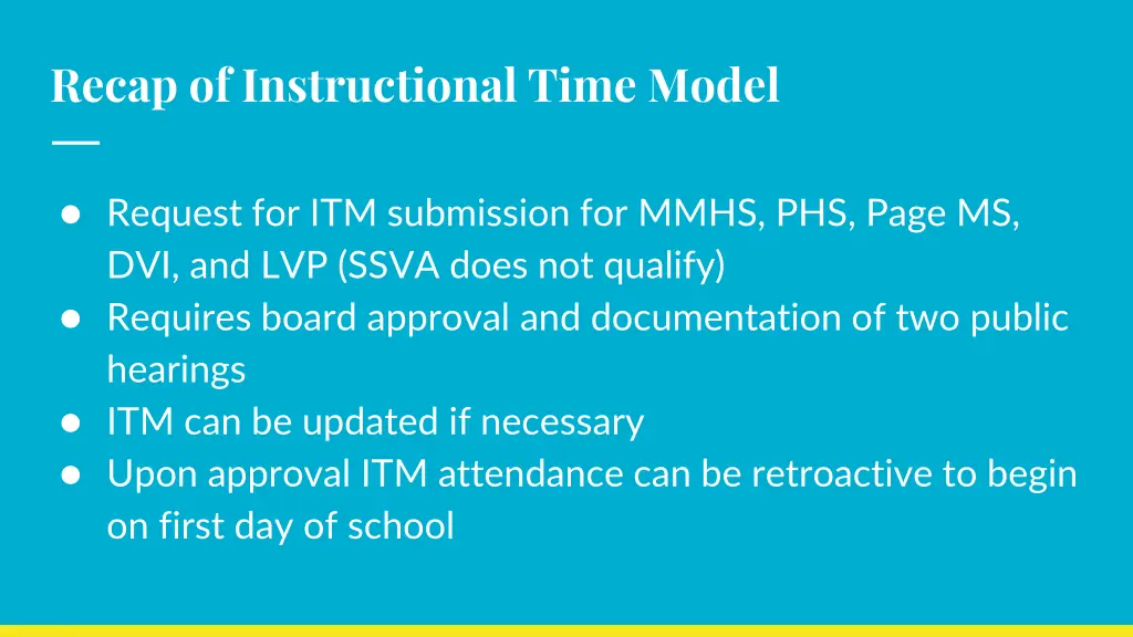 recap of instructional time model