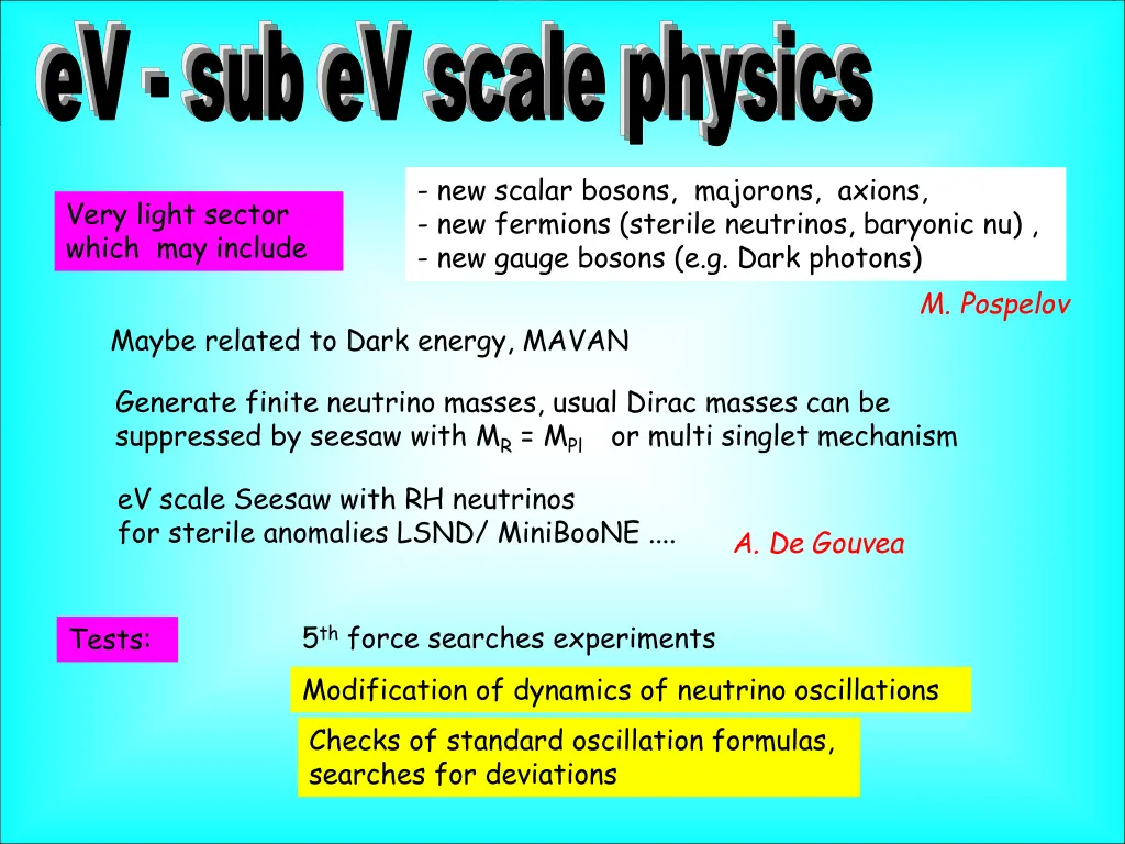 ev sub ev scale physics
