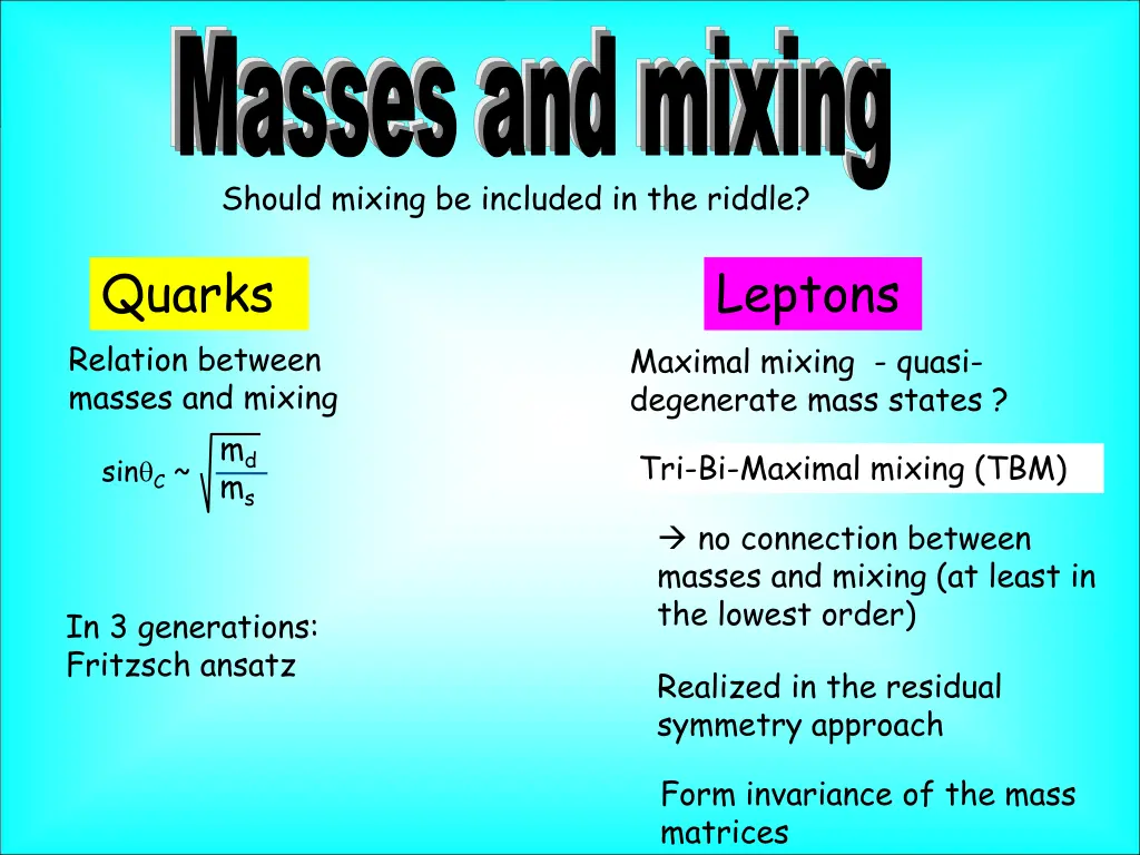 masses and mixing