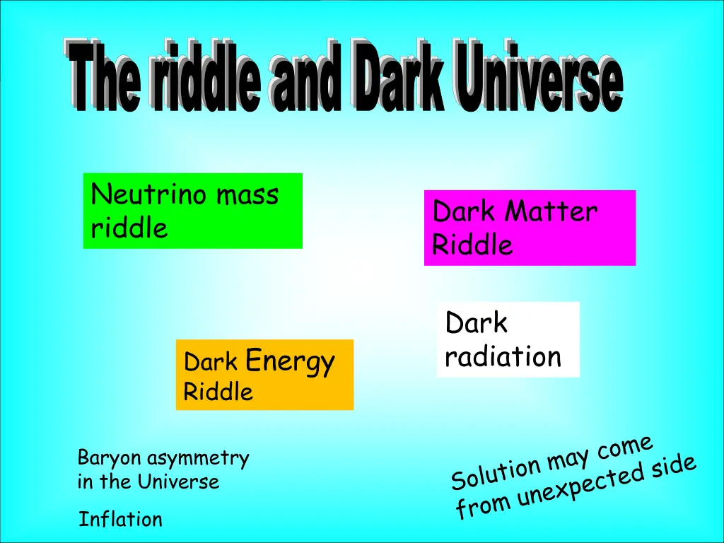 the riddle and dark universe