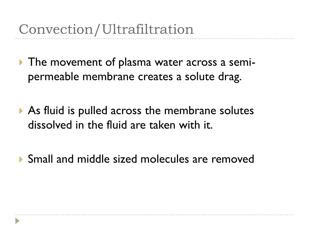 convection ultrafiltration