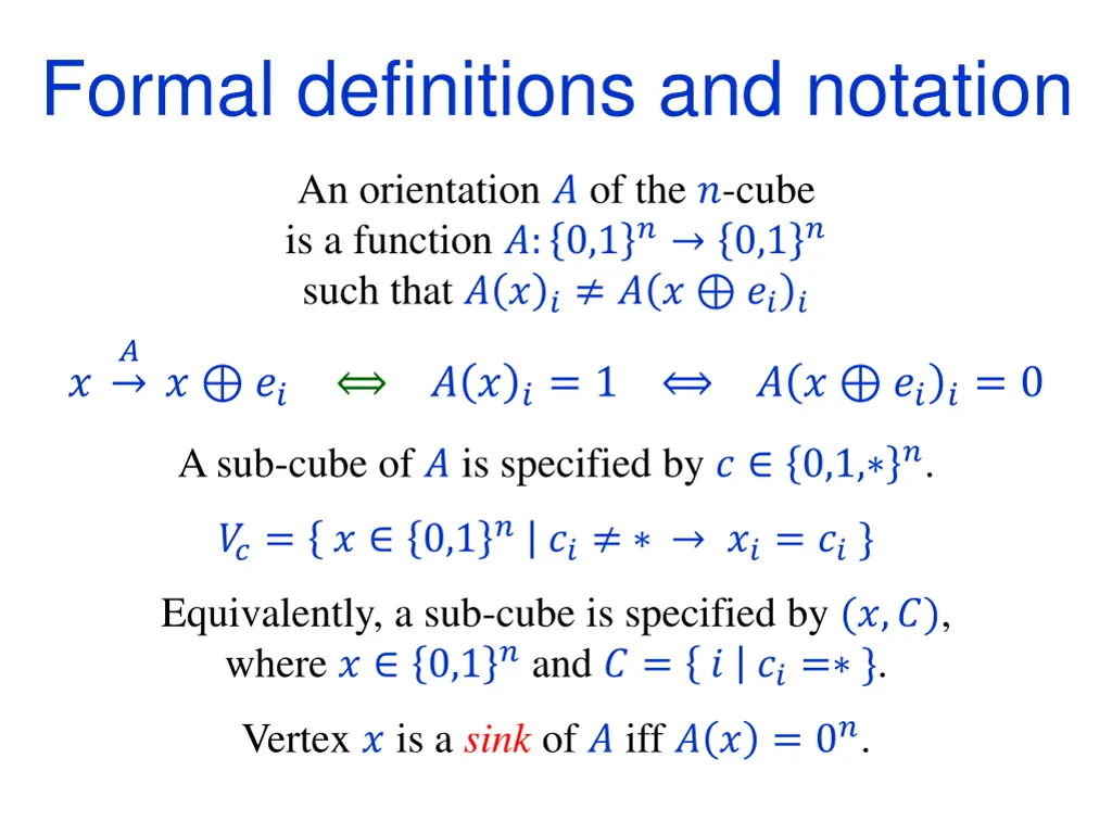 formal definitions and notation