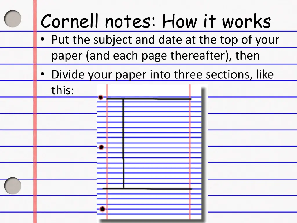 cornell notes how it works put the subject