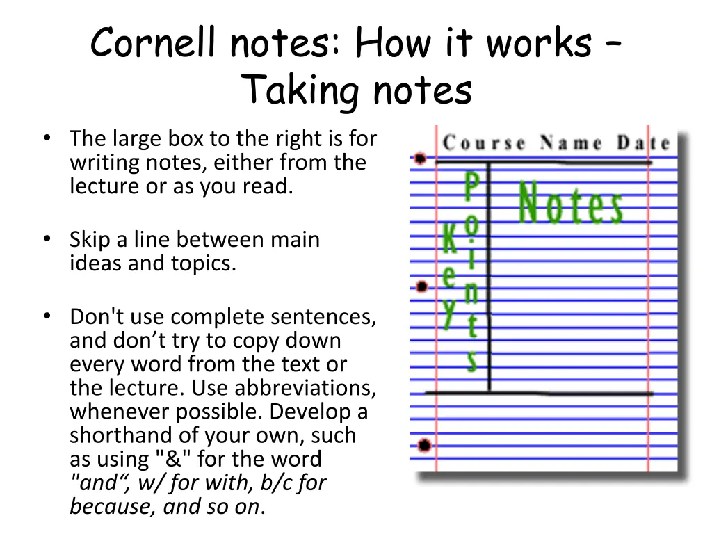 cornell notes how it works taking notes the large
