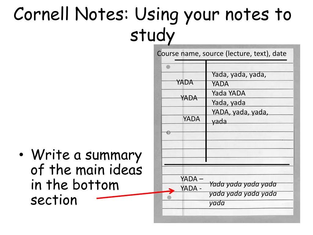 cornell notes using your notes to study 1