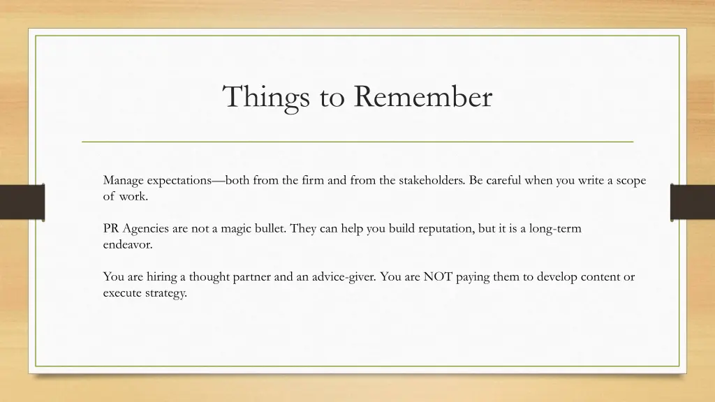 things to remember