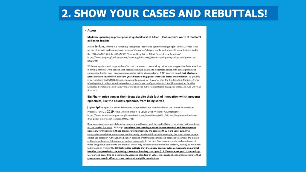 2 show your cases and rebuttals