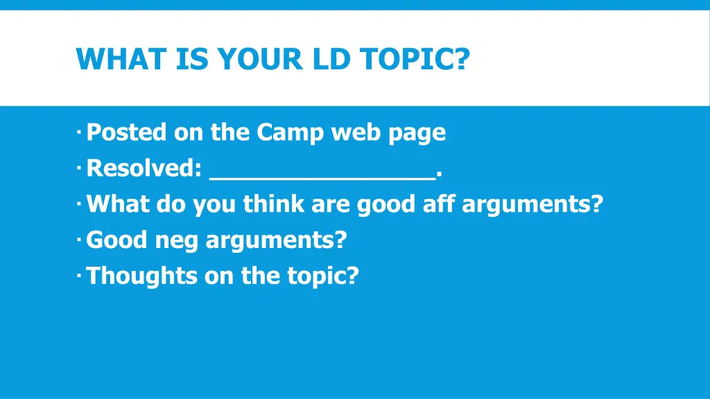 what is your ld topic