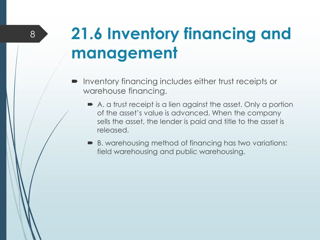 21 6 inventory financing and management