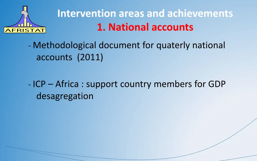intervention areas and achievements 1 national 2