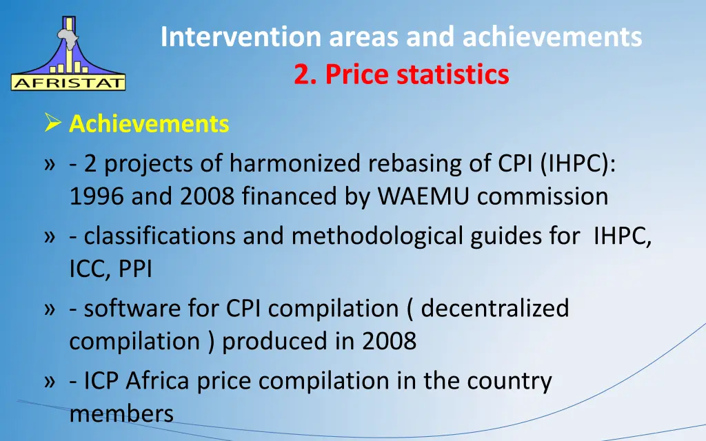 intervention areas and achievements 2 price 1