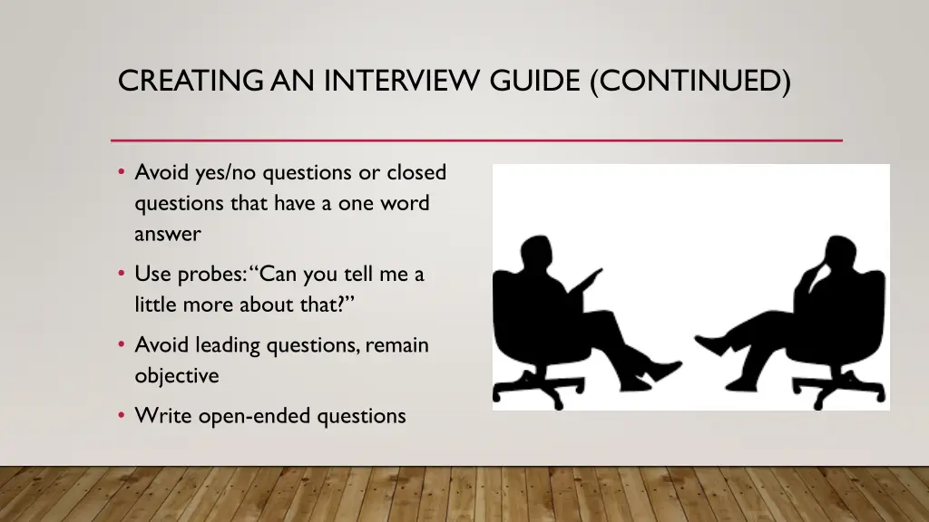 creating an interview guide continued