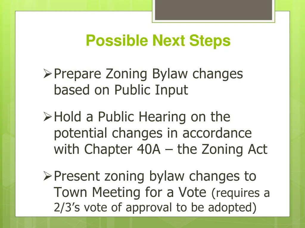 possible next steps
