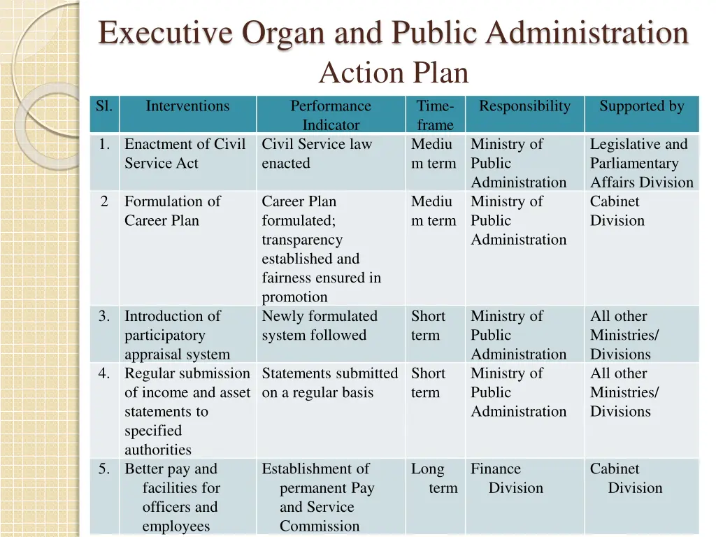 executive organ and public administration action