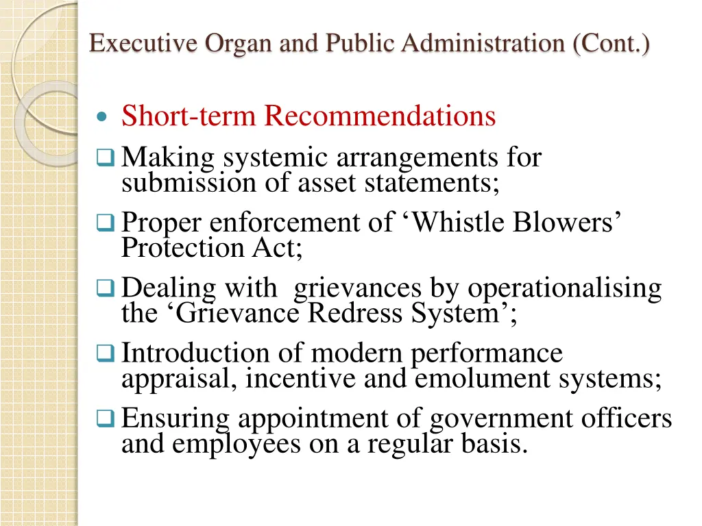 executive organ and public administration cont