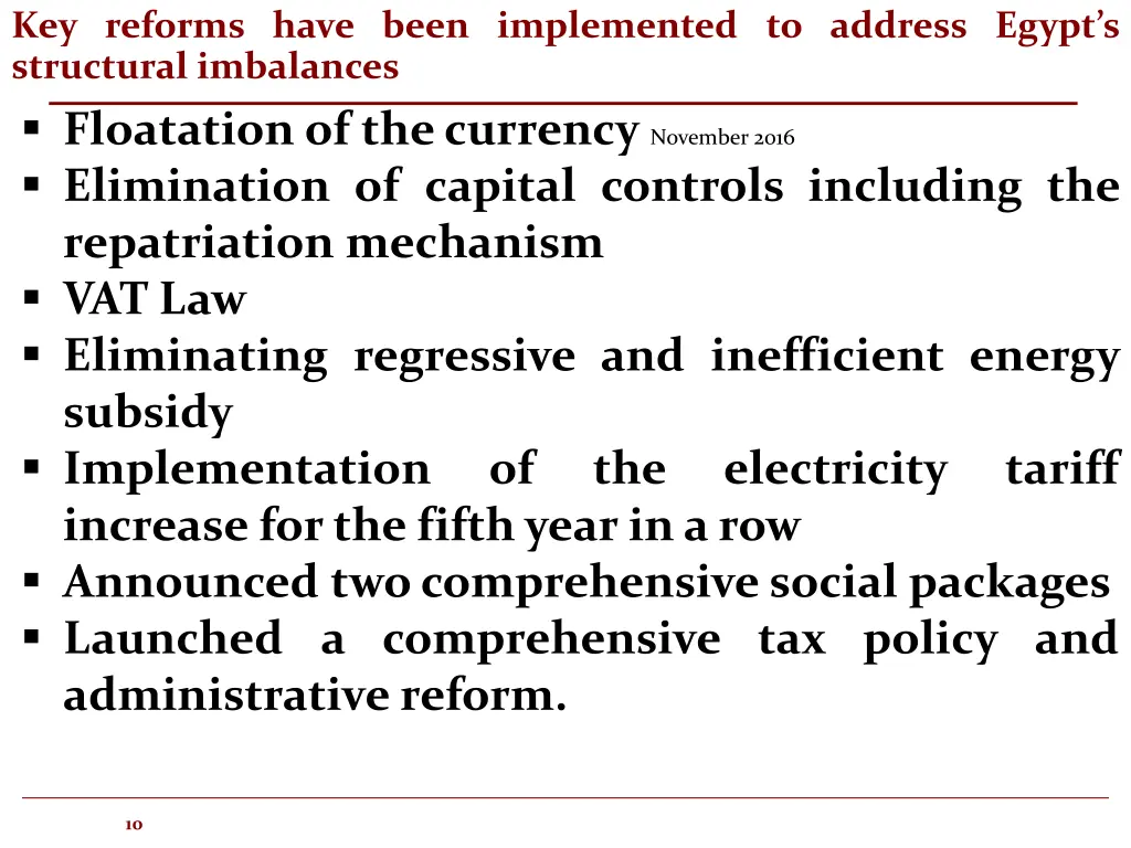 key reforms have been implemented to address