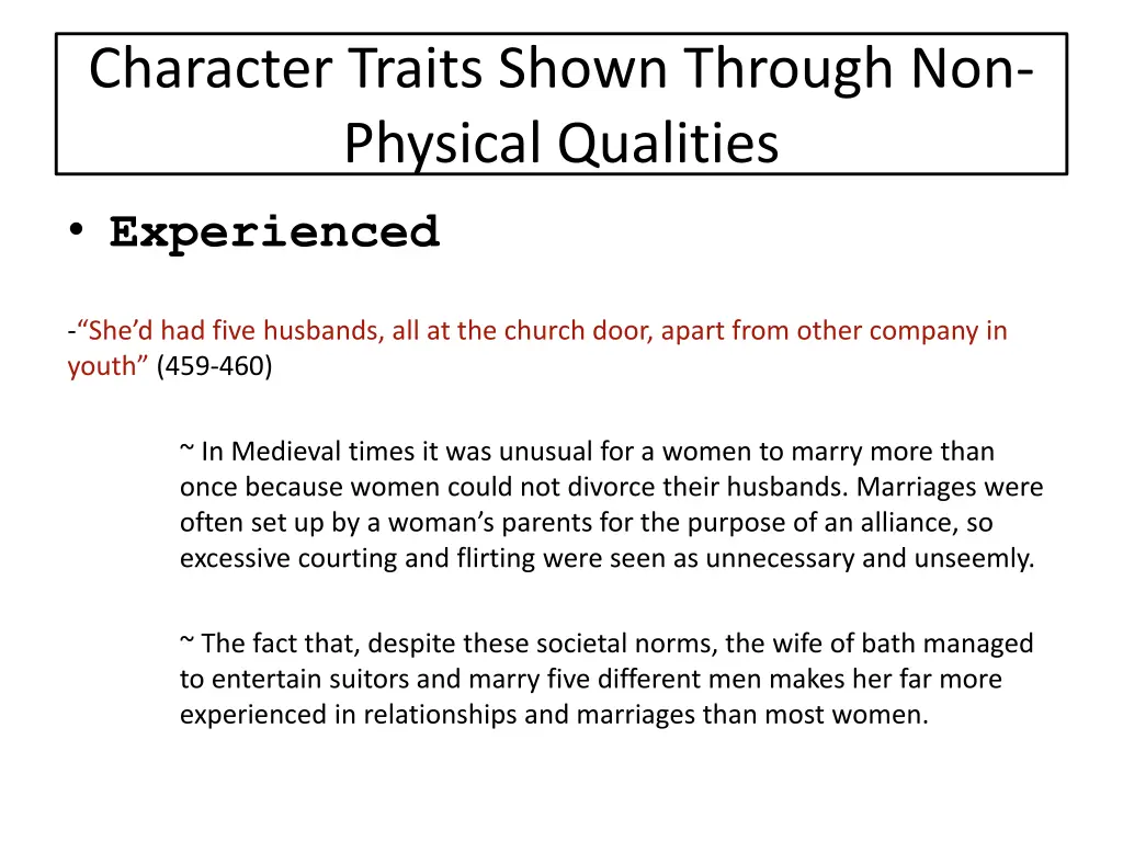 character traits shown through non physical 1