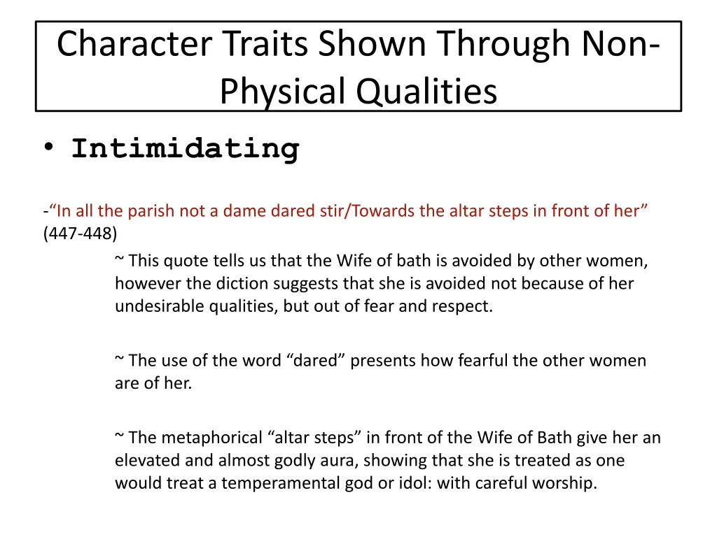 character traits shown through non physical 3