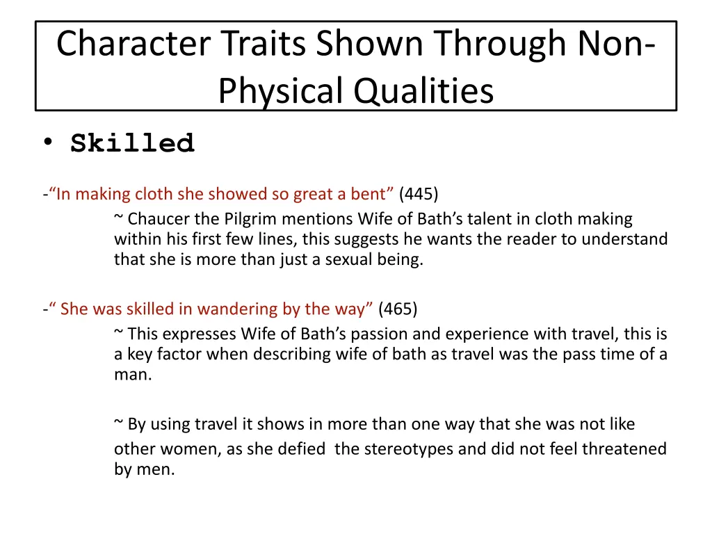 character traits shown through non physical 6