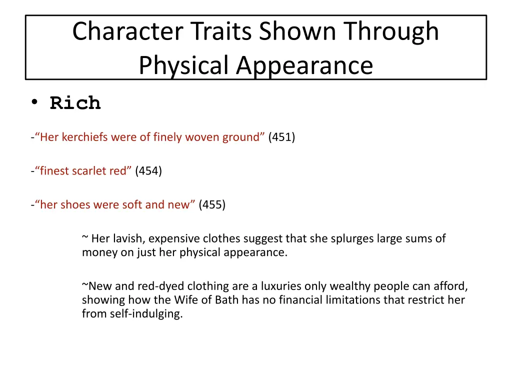 character traits shown through physical 1