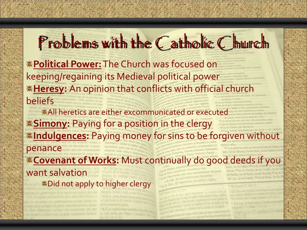 p roblems political power the church was focused