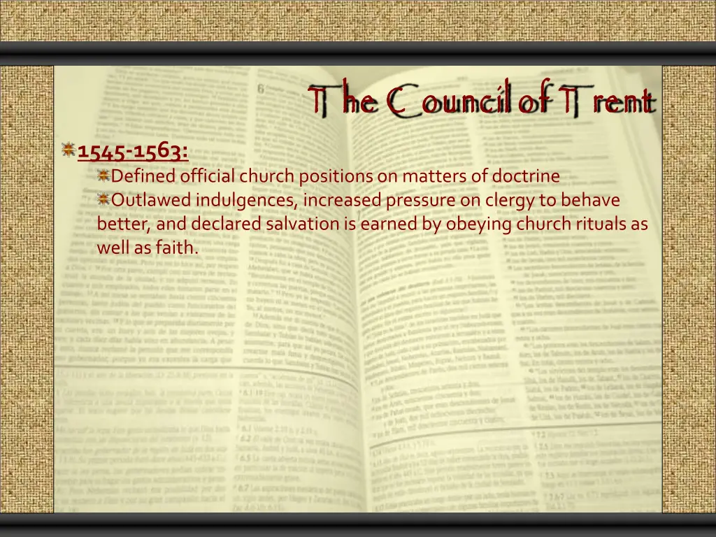 t he c ouncil of t rent