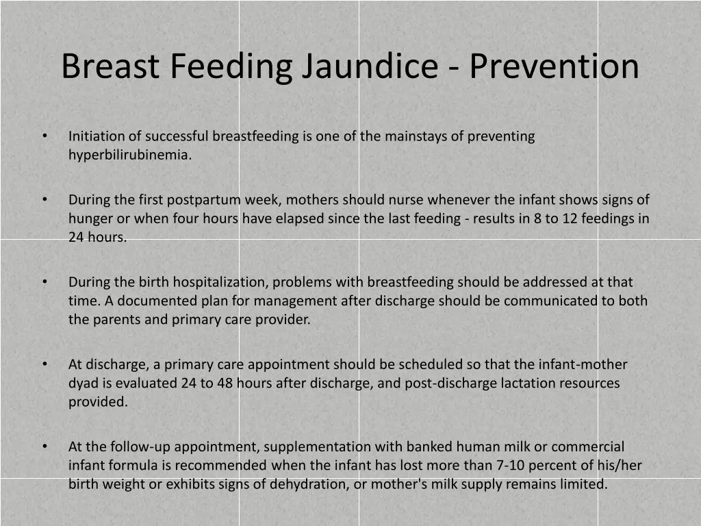 breast feeding jaundice prevention