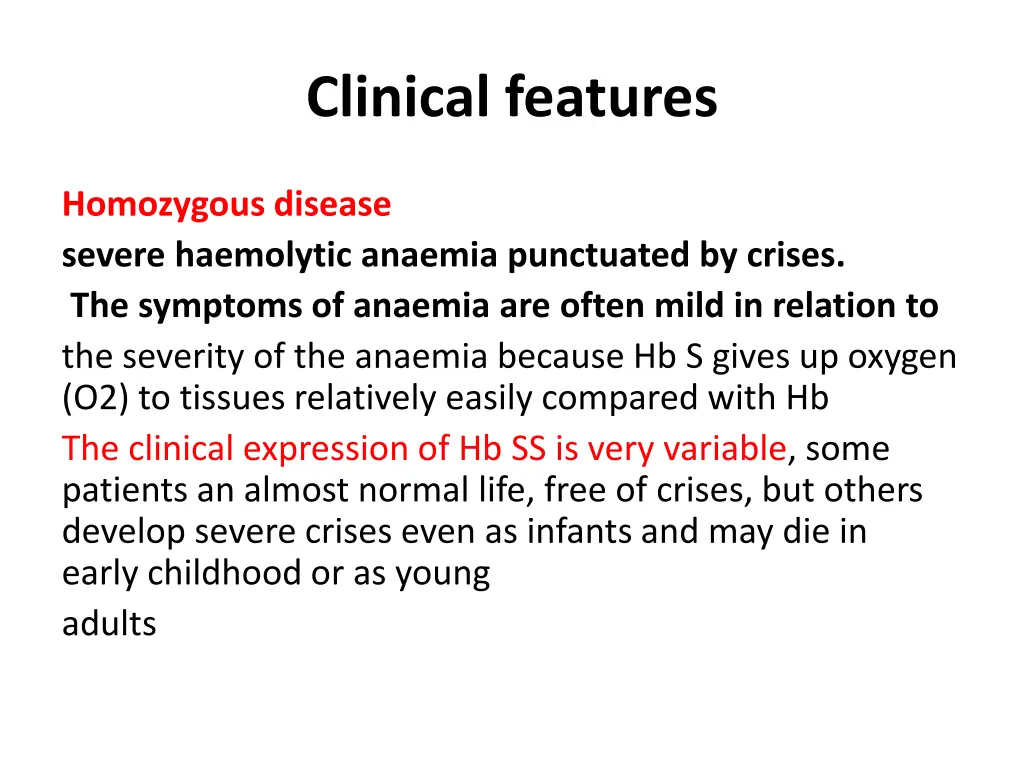 clinical features