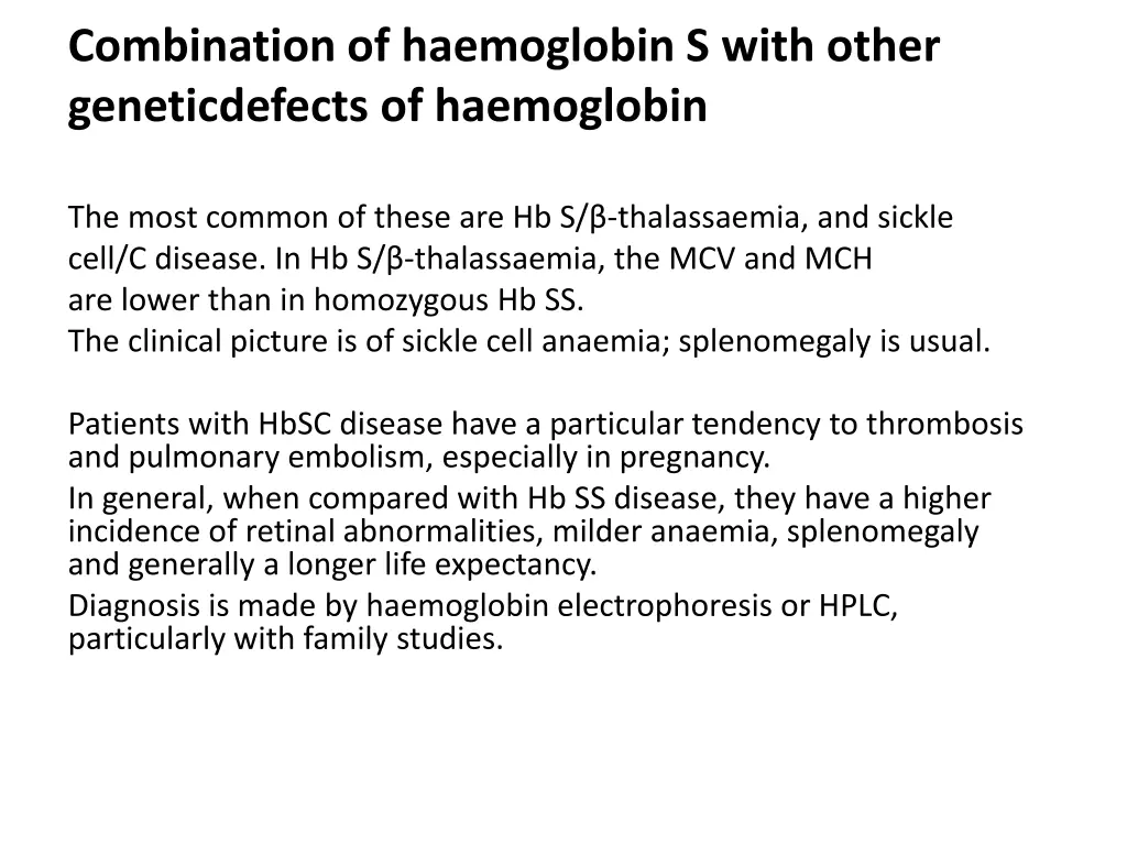 combination of haemoglobin s with other