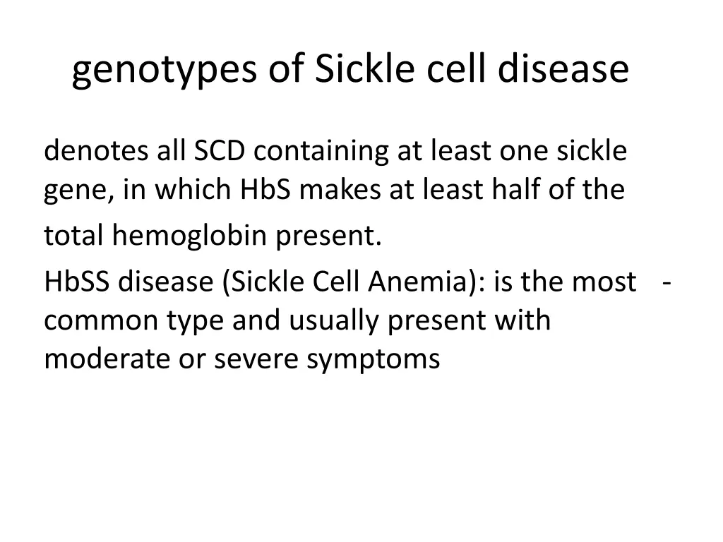 genotypes of sickle cell disease