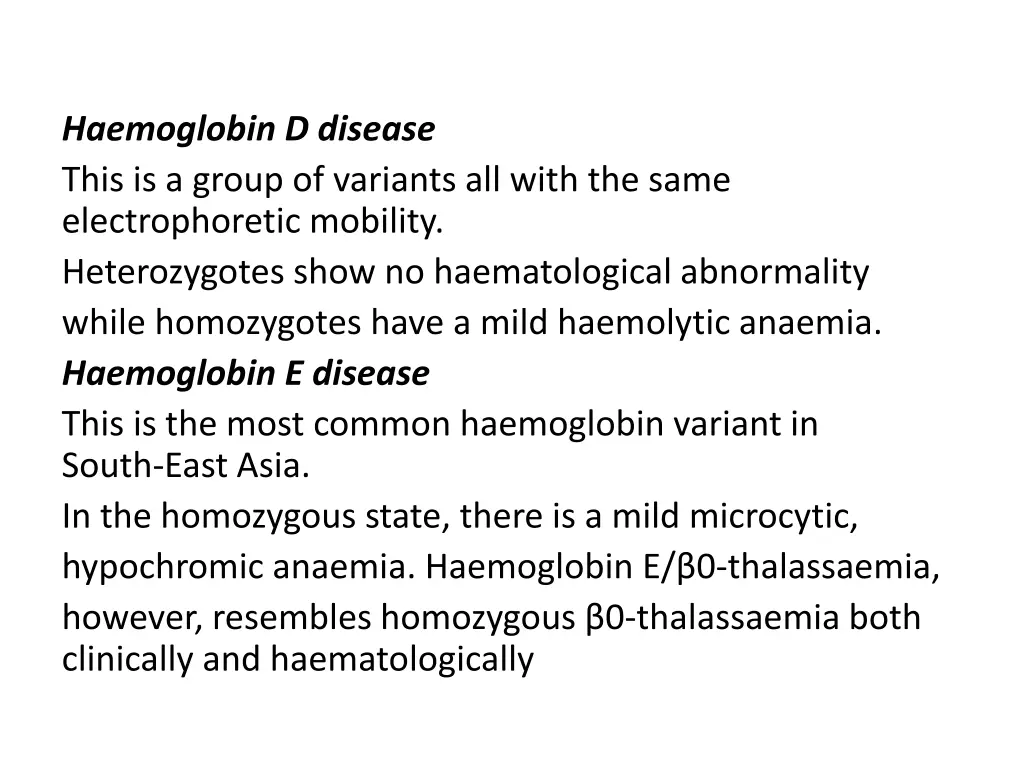 haemoglobin d disease this is a group of variants