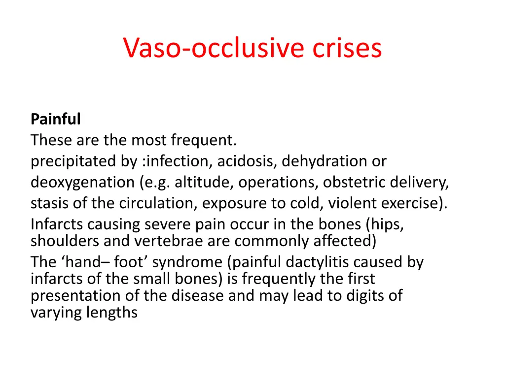 vaso occlusive crises