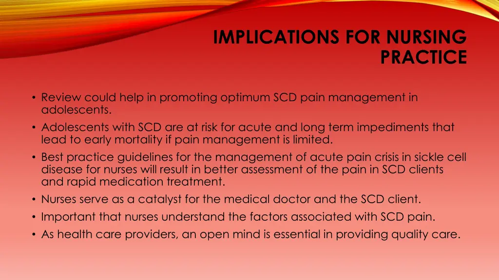 implications for nursing
