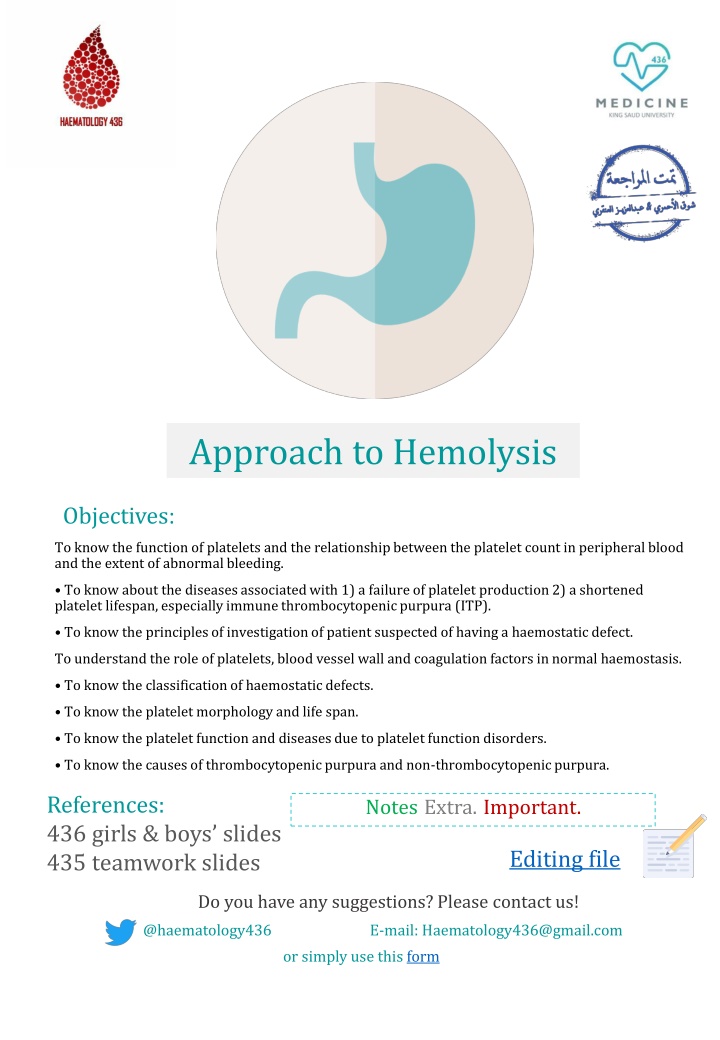 approach to hemolysis