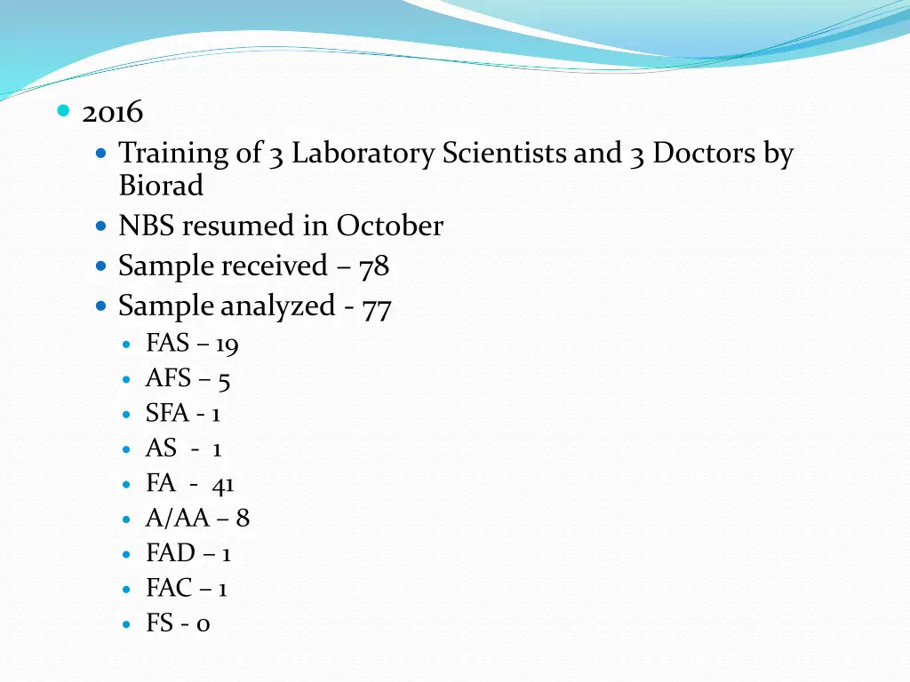 2016 training of 3 laboratory scientists
