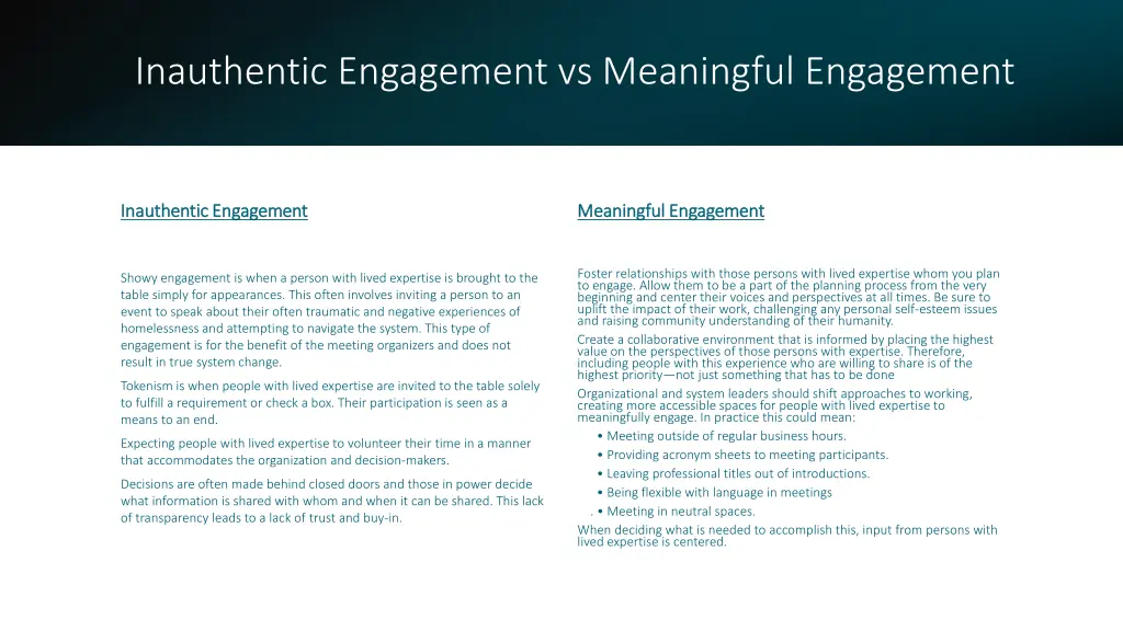 inauthentic engagement vs meaningful engagement