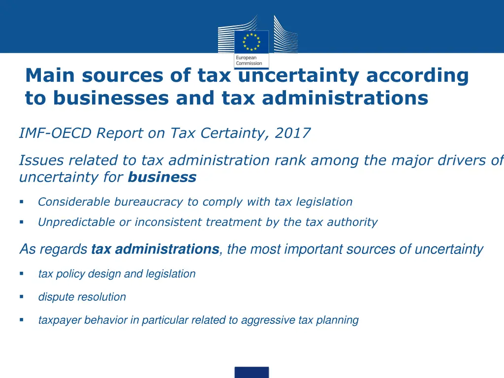 main sources of tax uncertainty according