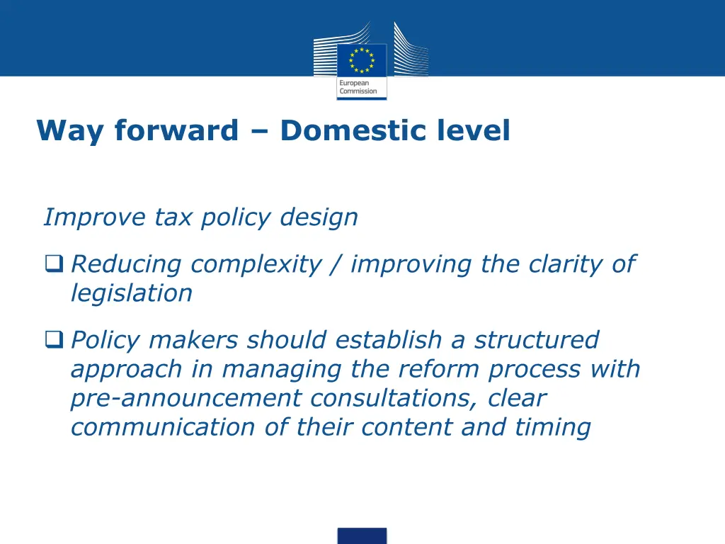 way forward domestic level