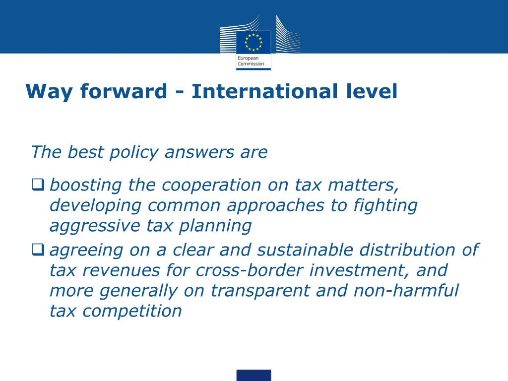 way forward international level