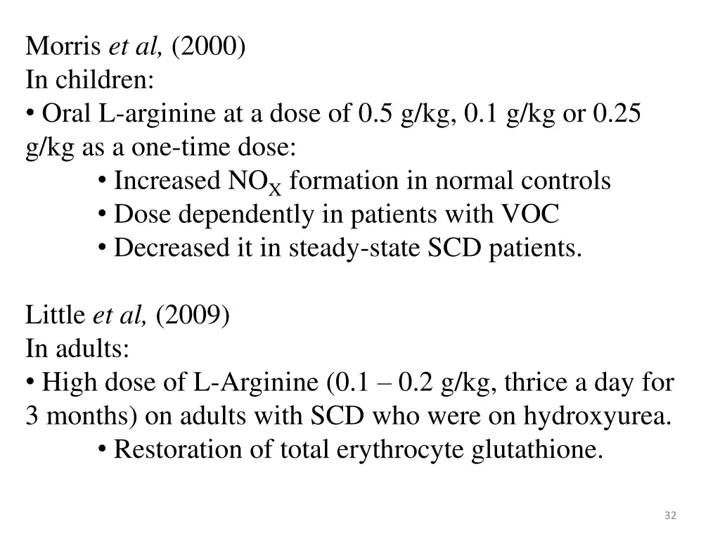 morris et al 2000 in children oral l arginine