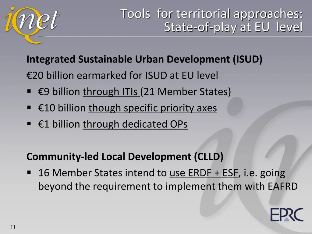 tools for territorial approaches state of play