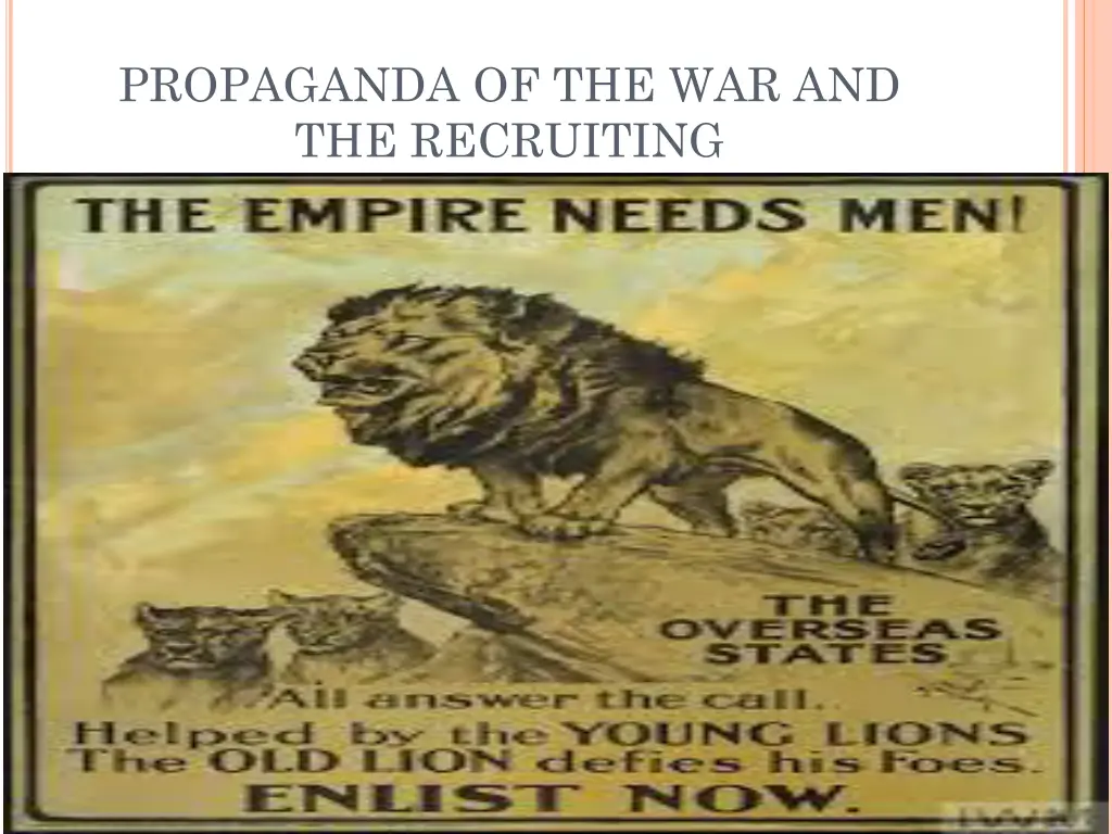 propaganda of the war and the recruiting