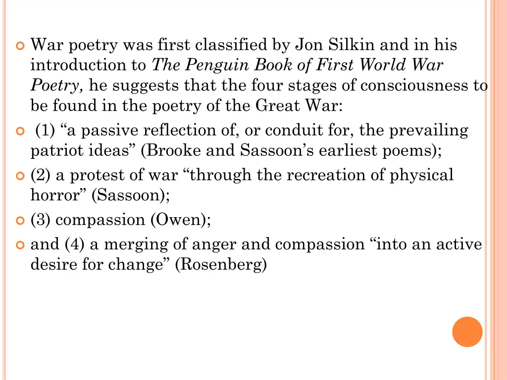 war poetry was first classified by jon silkin