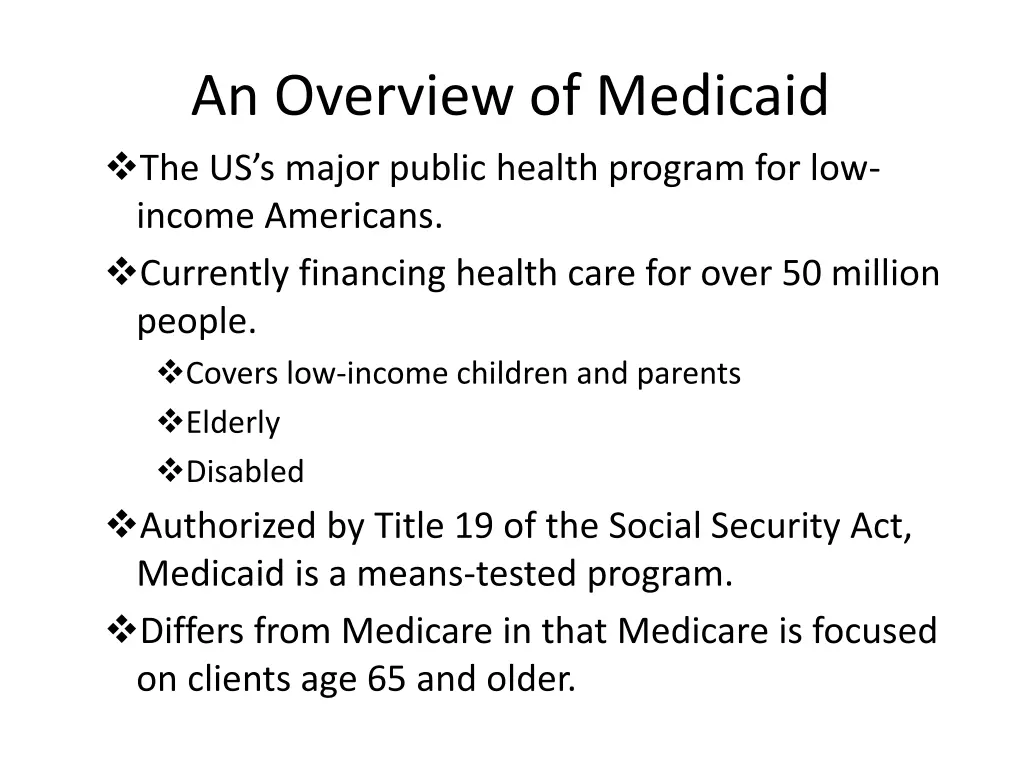 an overview of medicaid