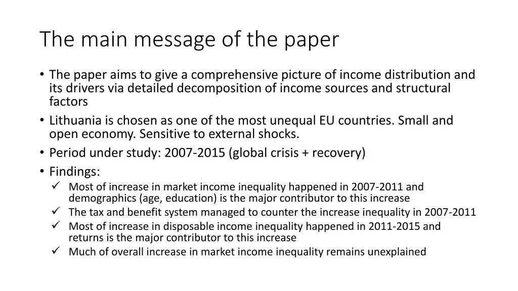 the main message of the paper
