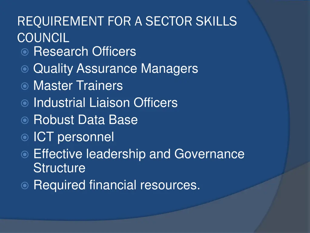 requirement for a sector skills council research