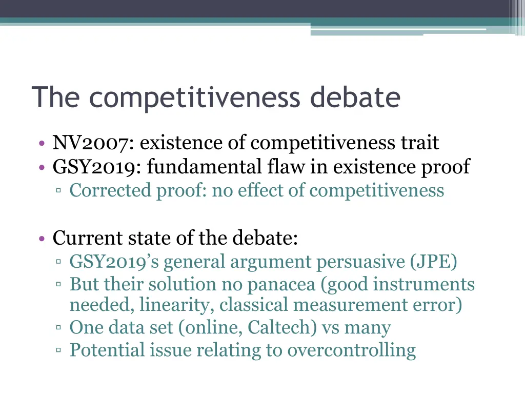 the competitiveness debate
